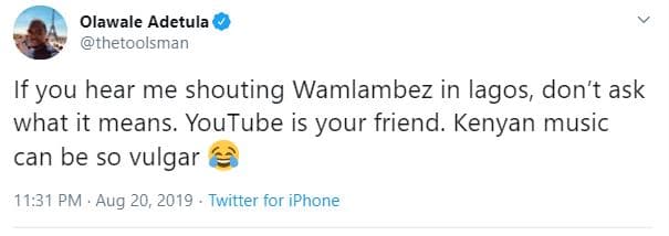 Olawale adetula thetoolsman if you hear me shouting wamlambez in lagos don't ask