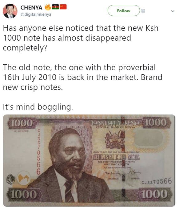 Chenya digitalmkenya follow has anyone else noticed that the new ksh note has al