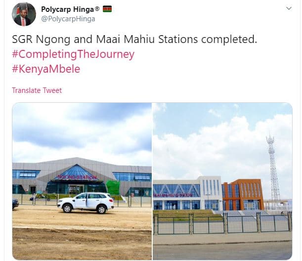 Polycarp hinga polycarphinga sgr ngong and maai mahiu stations completed. comple