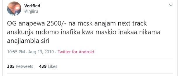 Verified njiru og anapewa na mcsk anajam next track anakunja mdomo inafika kwa m