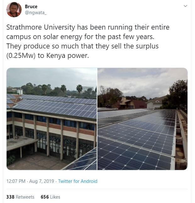 Bruce ngwata strathmore university has been running their entire campus on solar