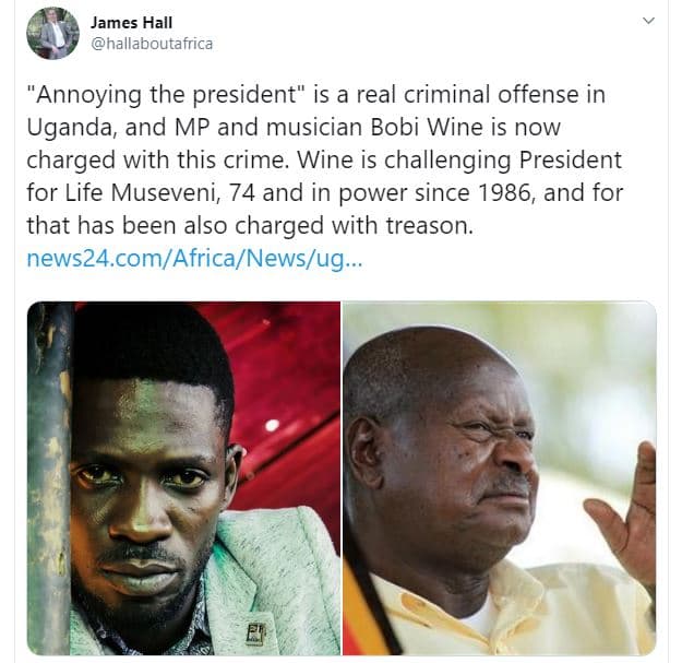 James hall hallaboutafrica annoying the president is a real criminal offense in