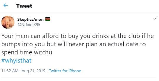 Tweet skepticsanon ndindik95 your mcm can afford to buy you drinks at the club i