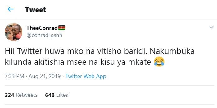 Tweet theeconrad conrad_ashh hii twitter huwa mko na vitisho baridi. nakumbuka k