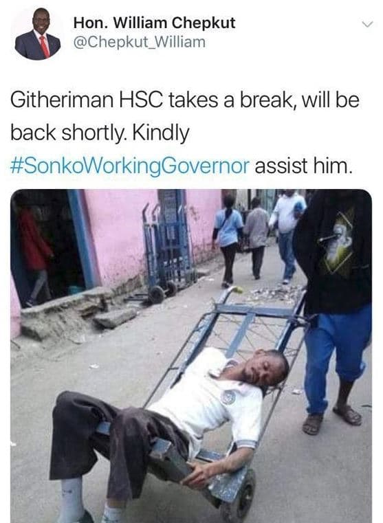 Hon. william chepkut chepkut_william githeriman hsc takes a break will be back s