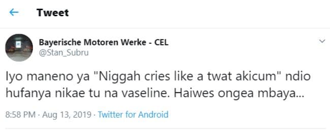Tweet bayerische motoren werke cel stan_subru iyo maneno ya niggah cries like a