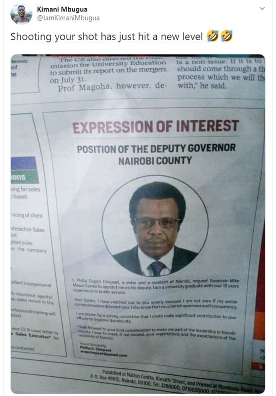 Kimani mbugua lamkimanimbugua shooting your shot has just hit a new level e2 fdu