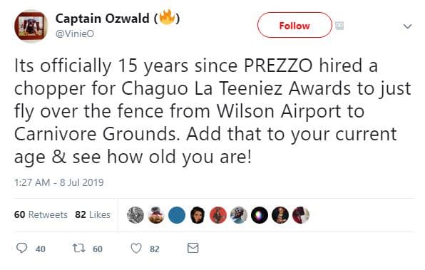 Captain ozwald vinieo follow its officially 15 years since prezzo hired a choppe