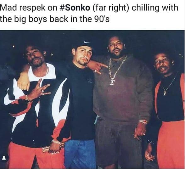 Mad respek on sonko far right chilling with the big boys back in the 90's