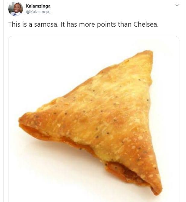 Kalamzinga kalasinga this is a samosa. it has more points than chelsea.
