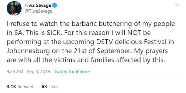 Tiwa savage tiwasavage refuse to watch the barbaric butchering of my people in s