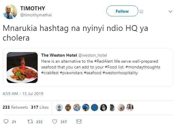 Timothy timothymathai follow mnarukia hashtag na nyinyi ndio hq ya cholera the w