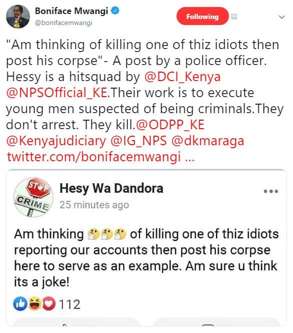 Boniface mwangi bonifacemwangi following 'am thinking of killing one of thiz idi