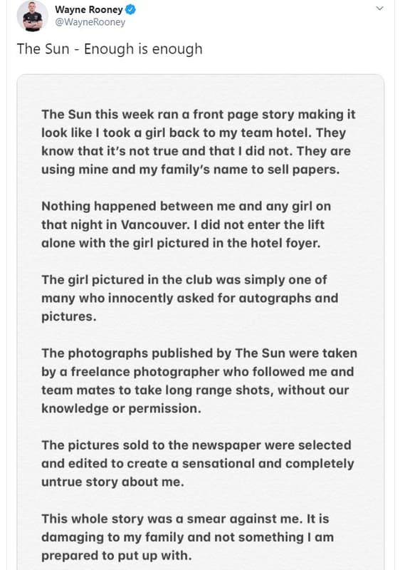 Wayne rooney waynerooney the sun enough is enough the sun this week ran a front