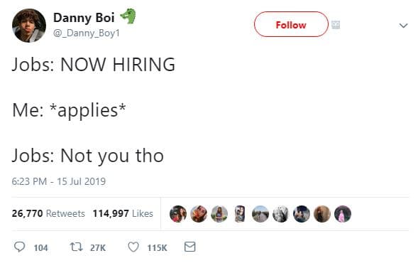 Danny boi _danny boy ' follow jobs now hiring me applies jobs not you tho 6,.23