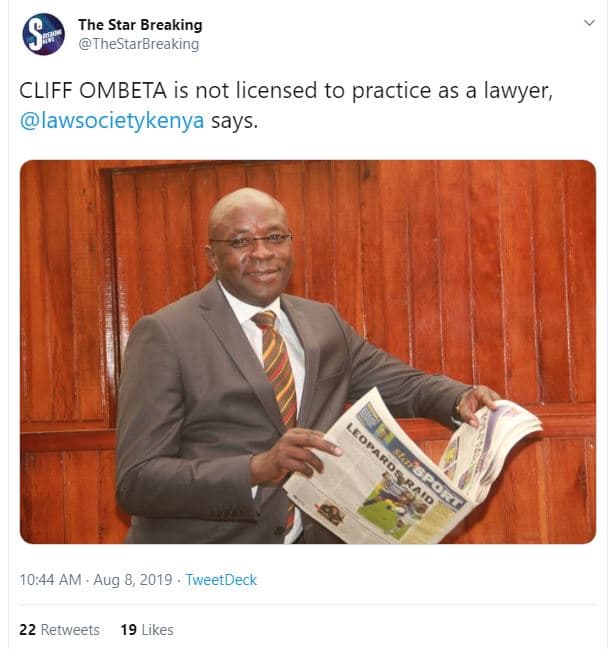 The star breaking thestarbreaking cliff ombeta is not licensed to practice as a