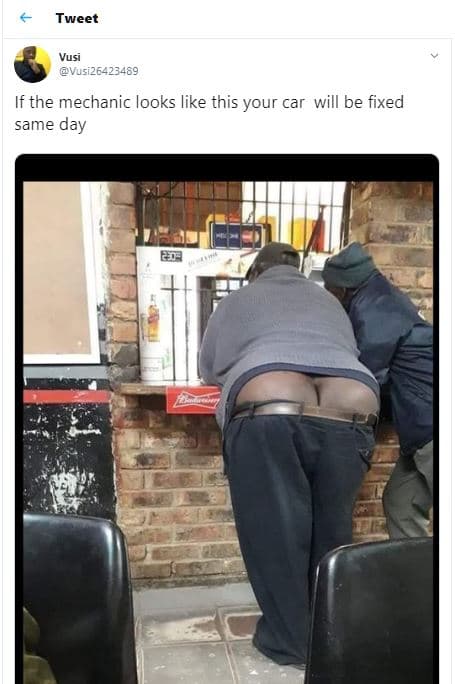 Tweet vusi vusiz6 if the mechanic looks like this your car will be fixed same da