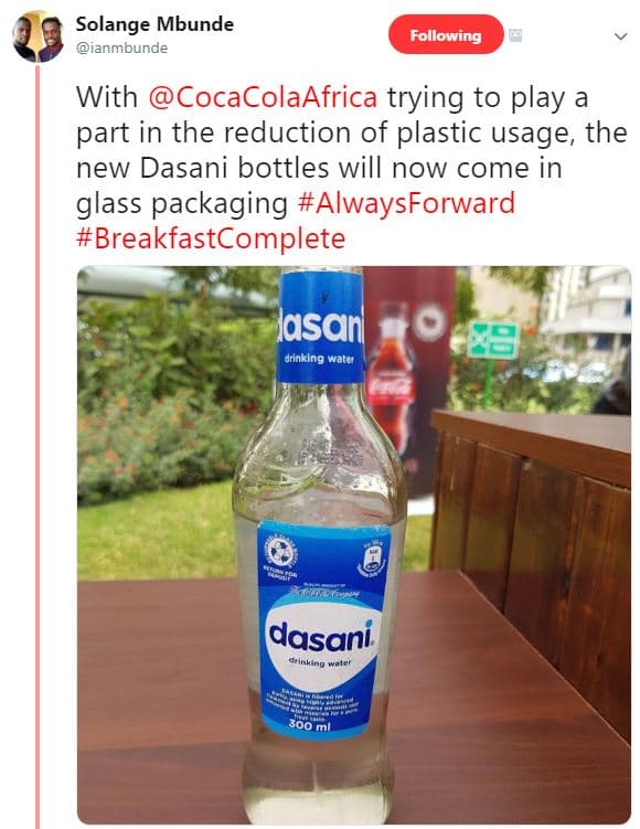 Solange mbunde ianmbunde following with cocacolaafrica trying to play a part in