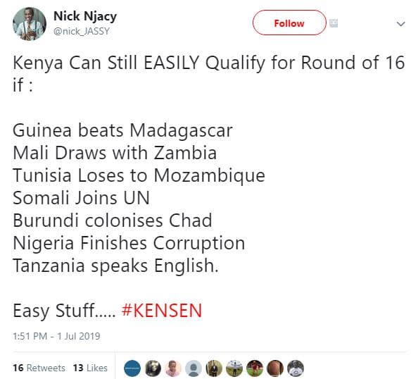 Nick njacy nick_jassy follow kenya can still easily qualify for round of 16 if g