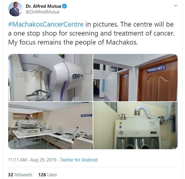 Dr. alfred mutua dralfredmutua machakoscancercentre in pictures. the centre will