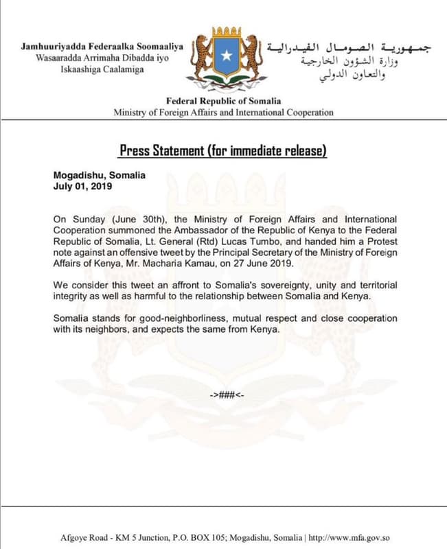 Jamhuuriyadda federaalka soomaaliya wasaaradda animaha dibadda iyo iskaashiga ca