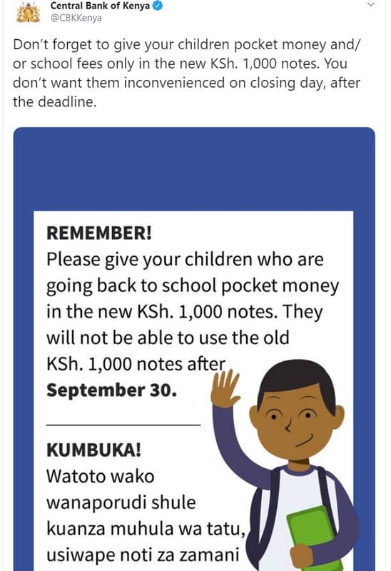 Central bank of kenya cbkkenya don't forget to give your children pocket money a