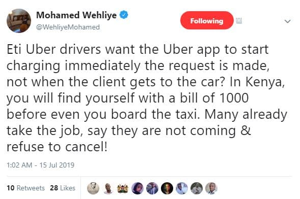 Mohamed wehliye wehliyemohamed following eti uber drivers want the uber app to s