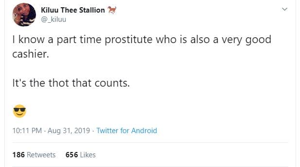 Kiluu thee stallion kiluu know a part time prostitute who is also a very good ca