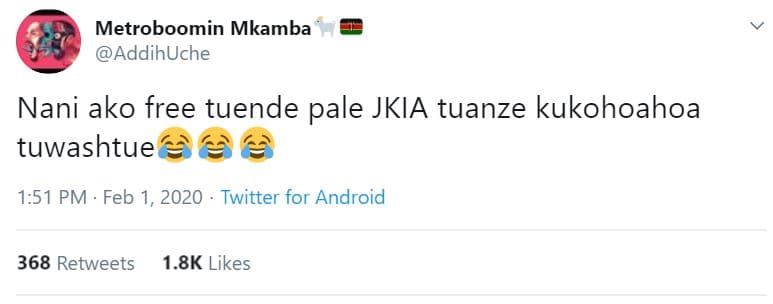 Metroboomin mkamba addihuche nani ako free tuende pale jkia tuanze kukohoahoa tu
