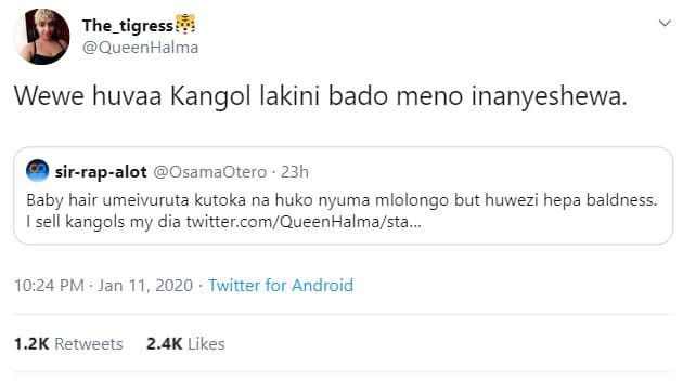 The_tigress queenhalma wewe huvaa kangol lakini bado meno inanyeshewa. sirrapalo