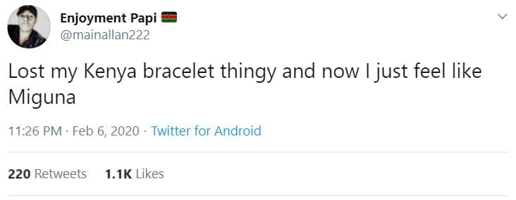 Enjoyment papi mainallan222 lost my kenya bracelet thingy and now i just feel li