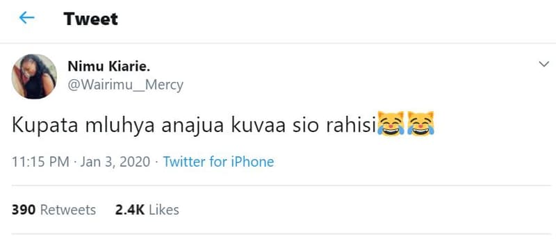 Tweet nimu kiarie_ wairimu_mercy kupata mluhya anajua kuvaa sio rahisi s 1115 pm