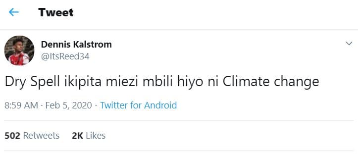 Tweet dennis kalstrom itsreed34 dry spell ikipita miezi mbili hiyo ni climate ch