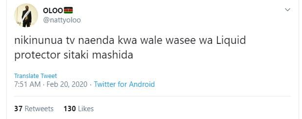 Oloo nattyoloo nikinunua tv naenda kwa wale wasee wa liquid protector sitaki mas