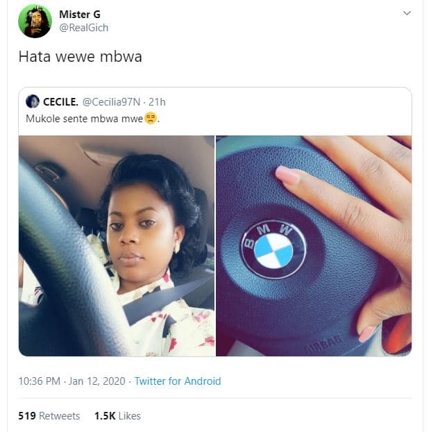 Mister g realgich hata wewe mbwa cecile ceciliag7n . 21h mukole sente mbwa mwe 0