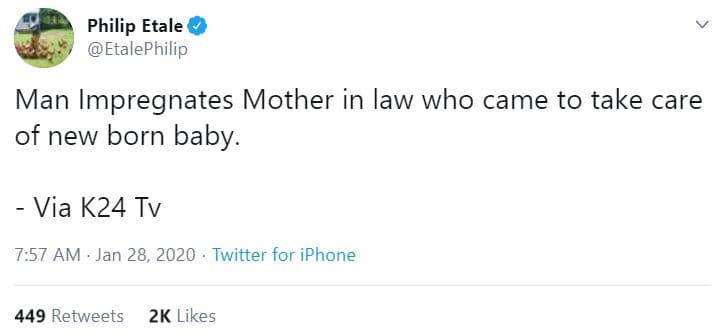 Philip etale etalephilip man impregnates mother in law who came to take care of