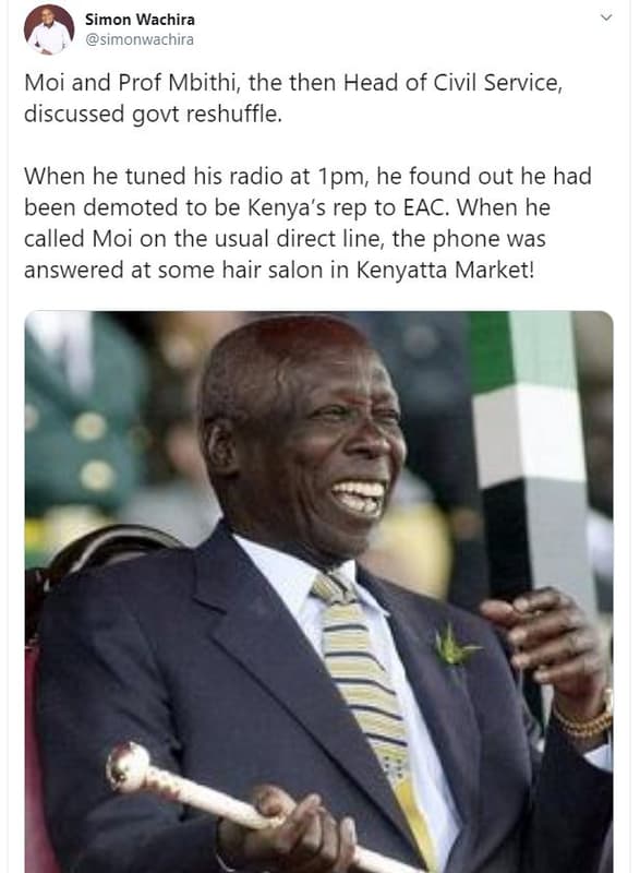 Simon wachira simonwachira moi and prof mbithi the then head of civil service di