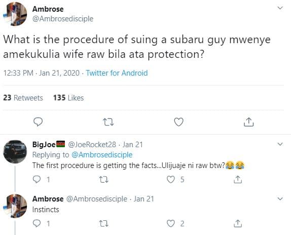 Ambrose ambrosedisciple what is the procedure of suing a subaru guy mwenye ameku