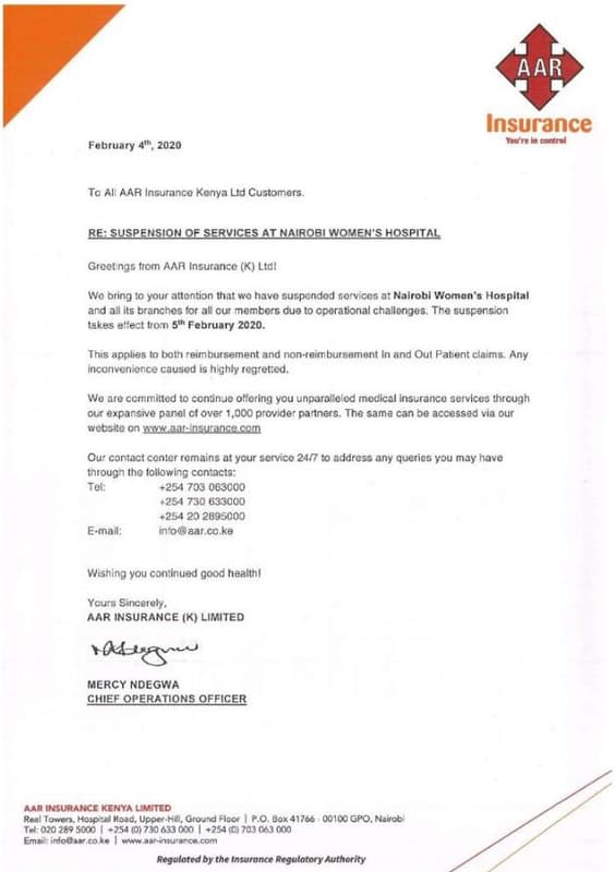 Aar insurance yourgio february to ai aar insurancc kenya ltd customors be suspen
