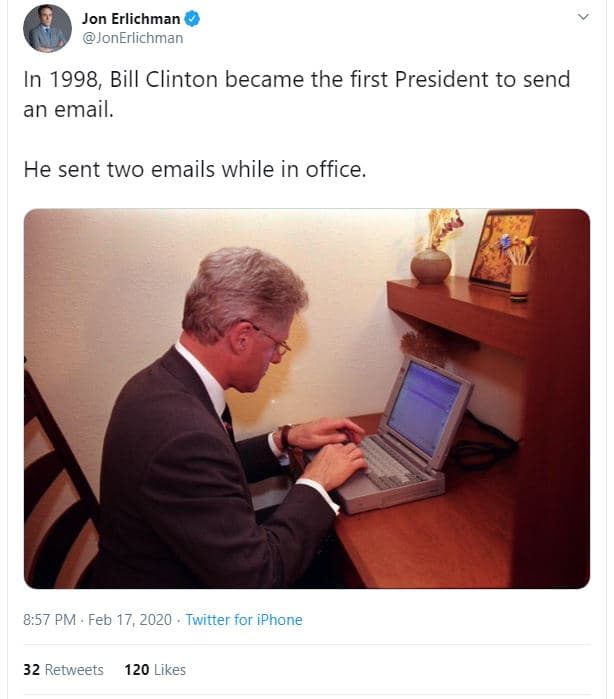 Jon erlichman jonerlichman in , bill clinton became the first president to send