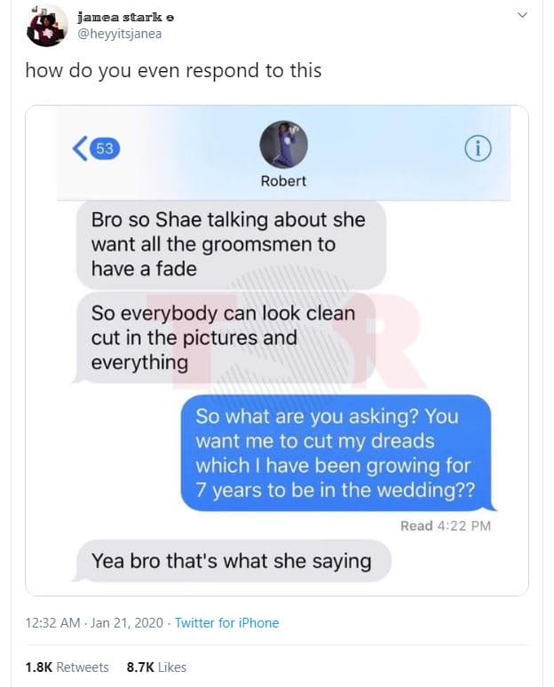 Janea stark heyyitsjanea how do you even respond to this 53 robert bro so shae t