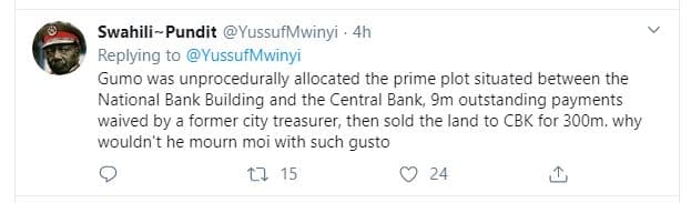 Swahili pundit yussufmwinyi replying to yussufmwinyi gumo was unprocedurally all