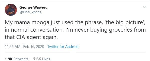 George waweru chai_knees my mama mboga just used the phrase 'the big picture' in