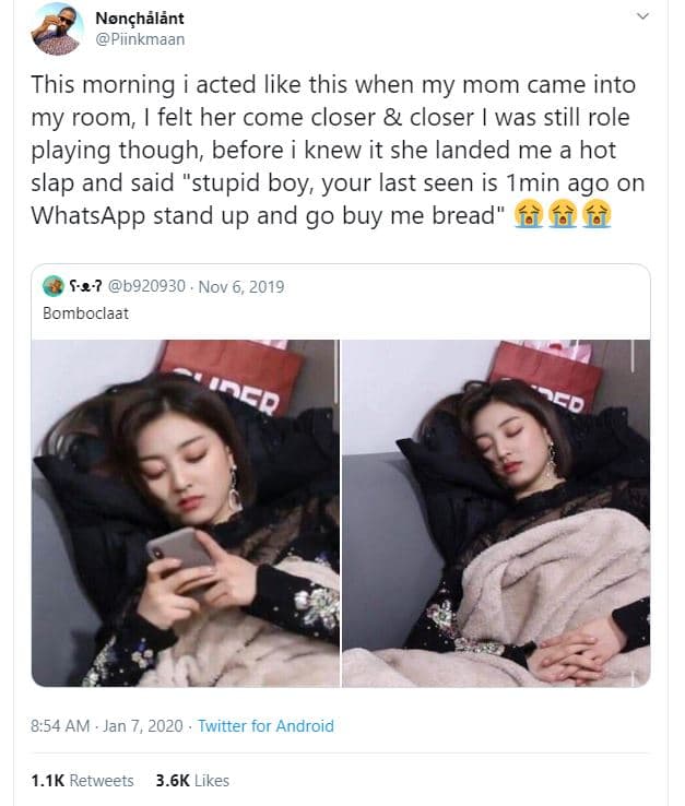 Nonçhylánt piinkmaan this morning i acted like this when my mom came into my roo