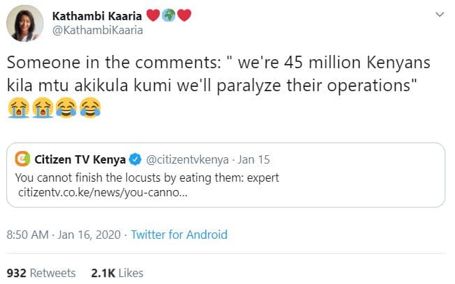 Kathambi kaaria kathambikaaria someone in the comments we're 45 million kenyans