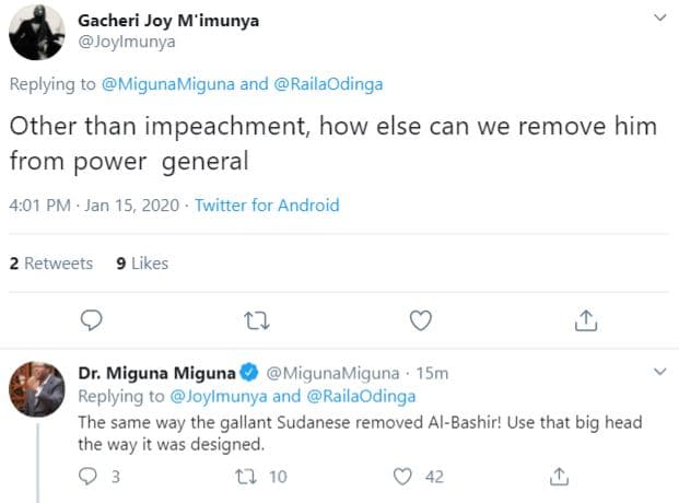 Gacheri joy m'imunya joylmunya replying to migunamiguna and railaodinga other th