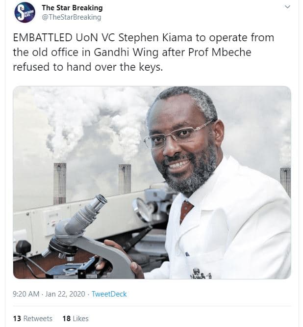 The star breaking thestarbreaking embattled uon vc stephen kiama to operate from