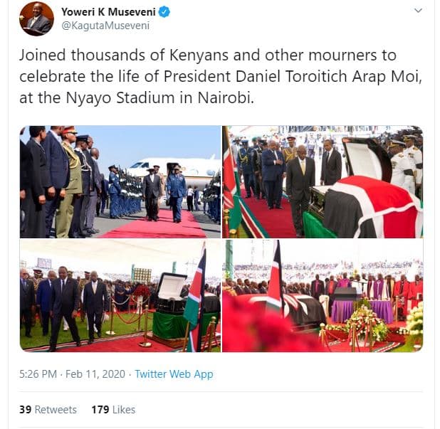 Yoweri k museveni kagutamuseveni joined thousands of kenyans and other mourners