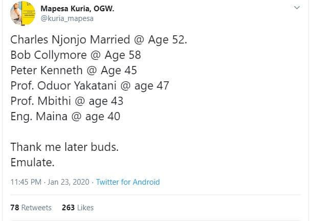 Mapesa kuria, ogw. kuria_mapesa charles njonjo married age 52. bob collymore age