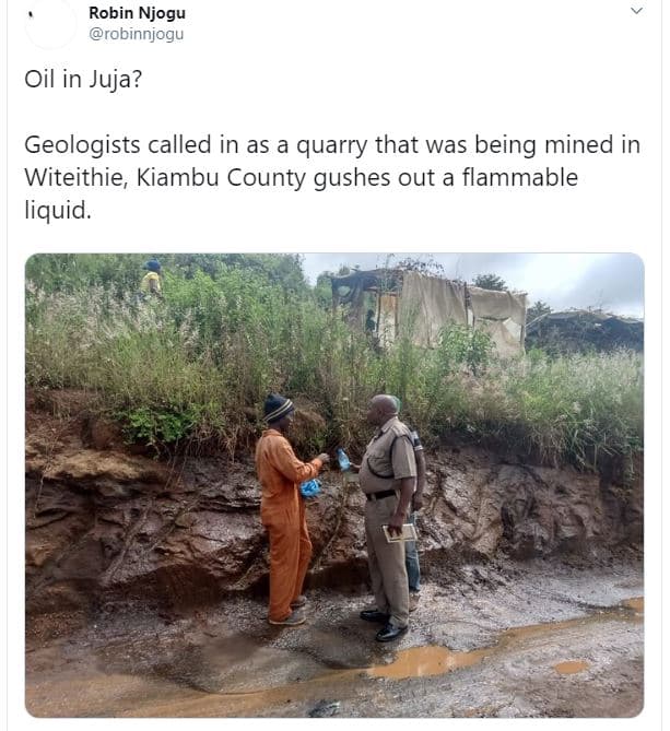 Robin njogu robinnjogu oil in juja? geologists called in as a quarry that was be